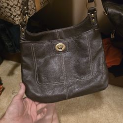 Coach Dark Brown Leather Shoulder Bag