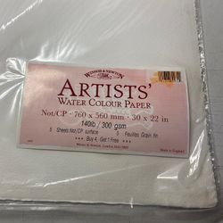 Winsor Newton Watercolor Paper 30 x 22” 140lb/300gsm 2 TWO SHEETS