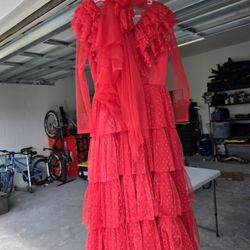 Beetlejuice Lydia Deetz Gothic Red Wedding Dress