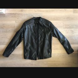 NEW Men Genius Leather Dimond Quilted Black Jacket Coat Warm Cozy Fleece Lining Men Size XL