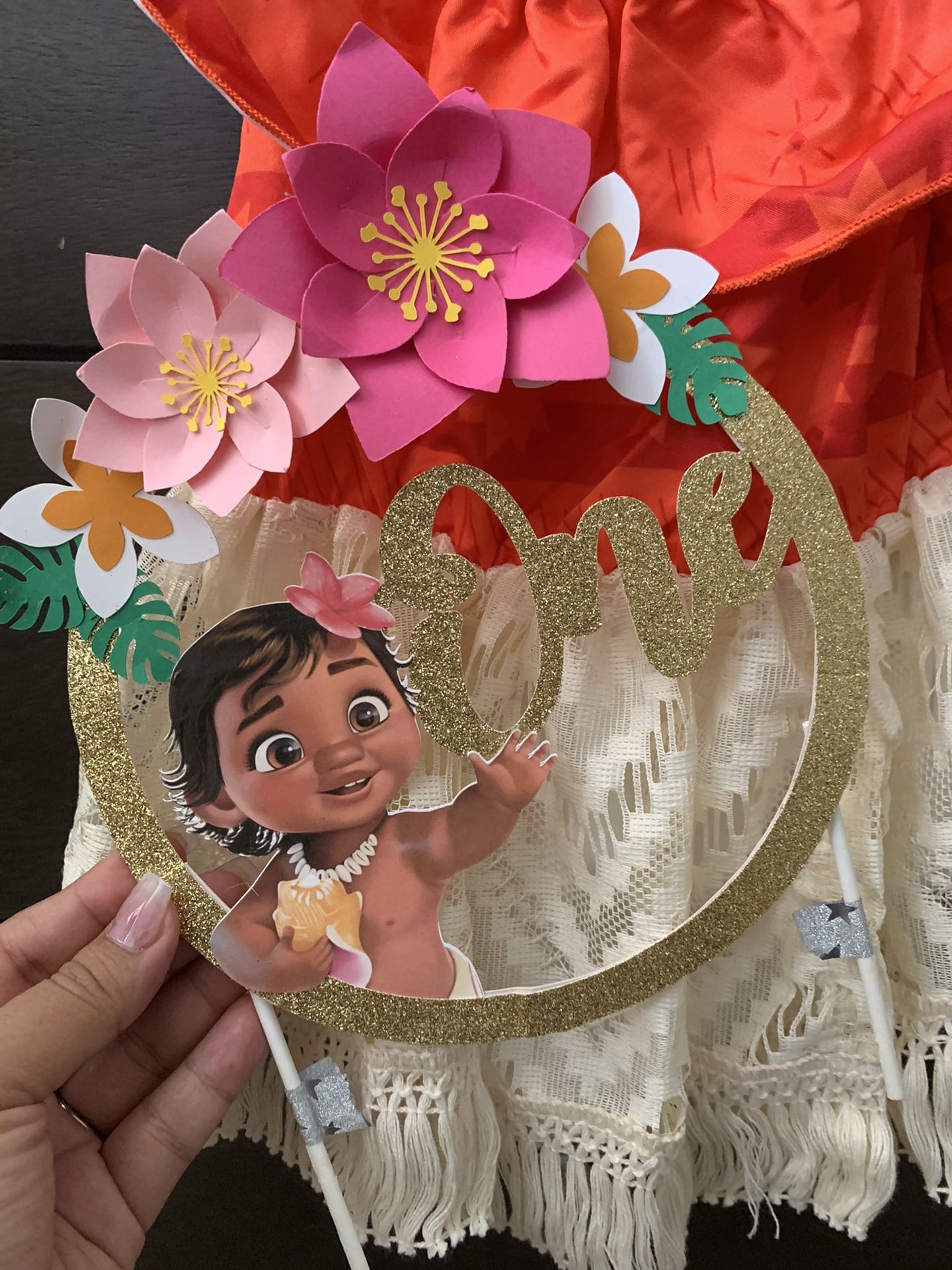 Infant 6-12 months Moana dress & Moana cake topper