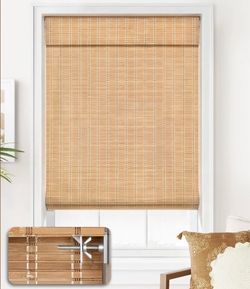 Natural Bamboo Roman Window Shade Blind - 35in W x 64in H