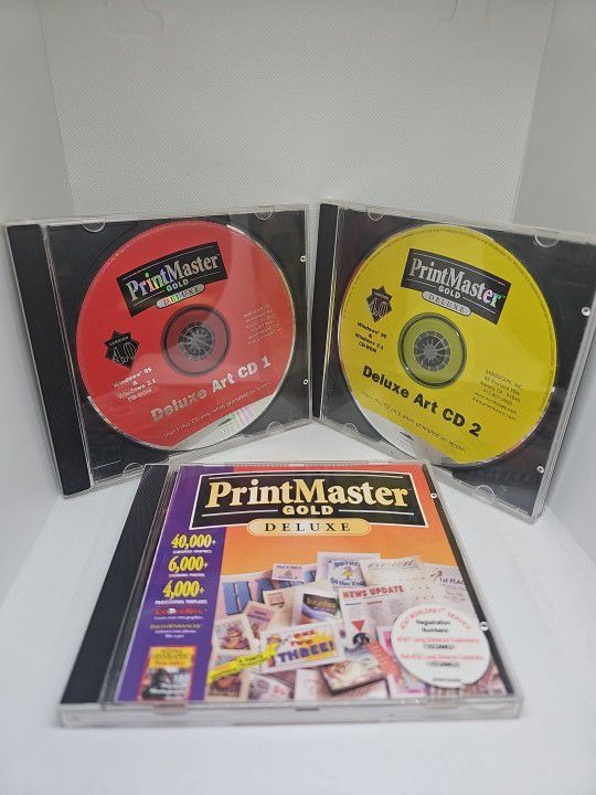 PrintMaster Gold Deluxe Version 4.0 Art  Cds + Program CD 1997