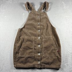Dickies Corduroy Overall Dress Women's Size Medium Brown Front Pockets Y2K #3165
