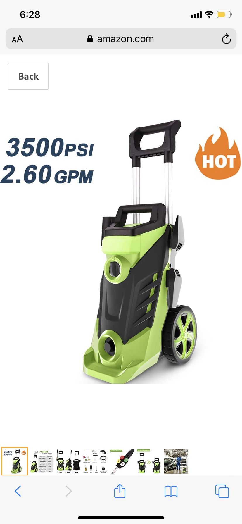 Homdox 3500PSI Pressure Washer 2.6GPM Power Washer 1800W High Pressure Washer Cleaner Machine with 4 Interchangeable Nozzle Green