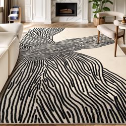 8x10 Black And Cream Rug