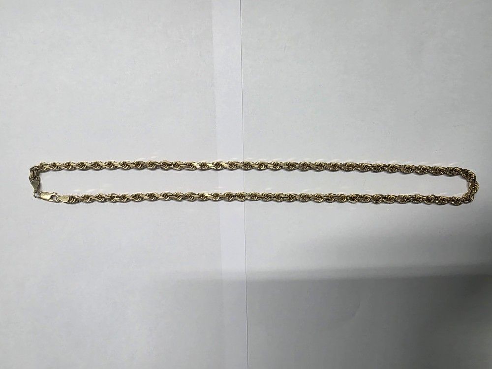 14 Kt Gold Rope Chain 22 Inches 52.7gr