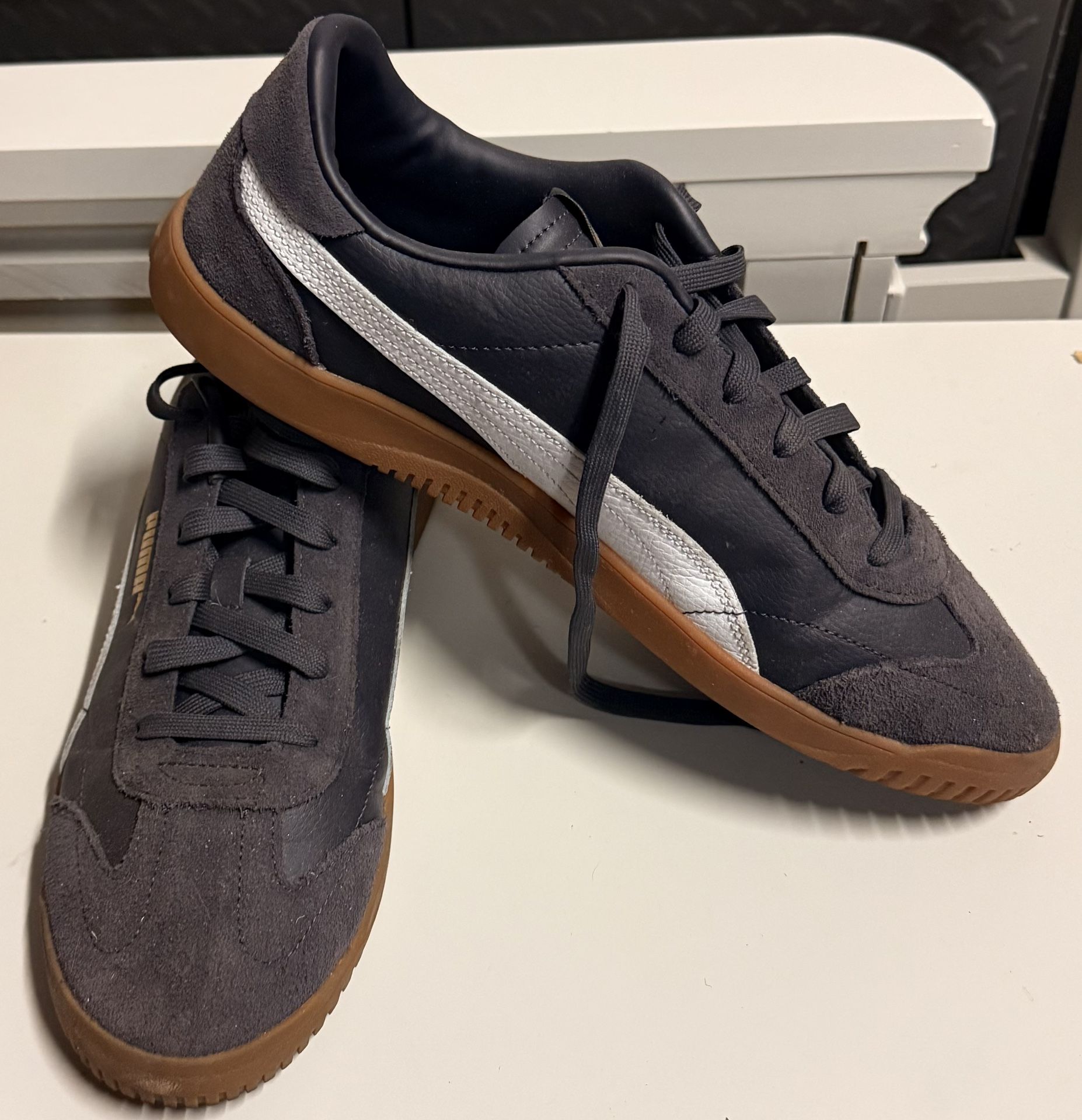 Grey And Brown Puma Suede Trainers 