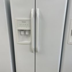 White Frigidaire Refrigerator used Side By Side Fridge Perfect Condition 