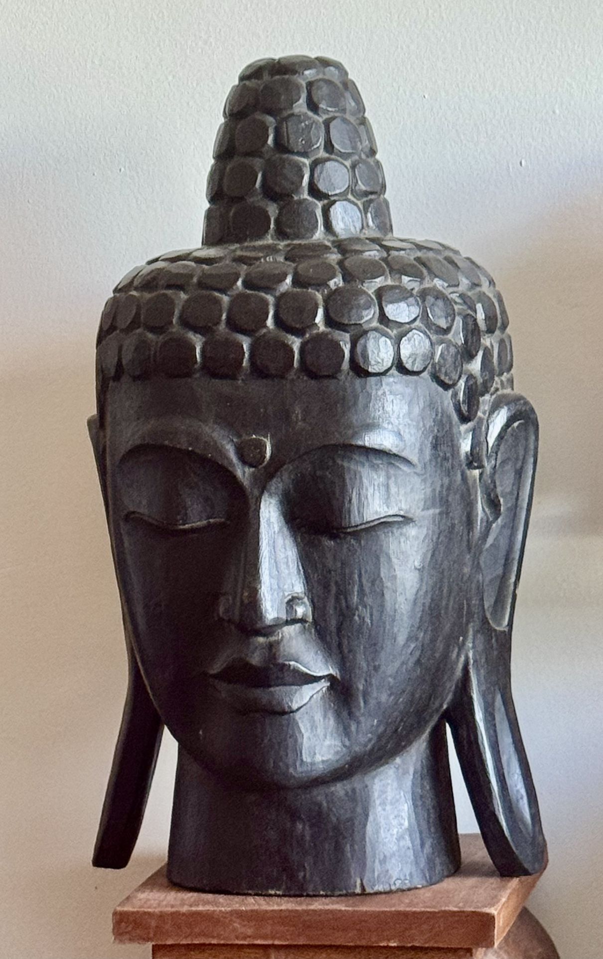 Large Wood Buddha Head