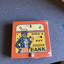 1950s Bank Uncle Sam Dime A Day  Dime Register Bank -Nice Condition!