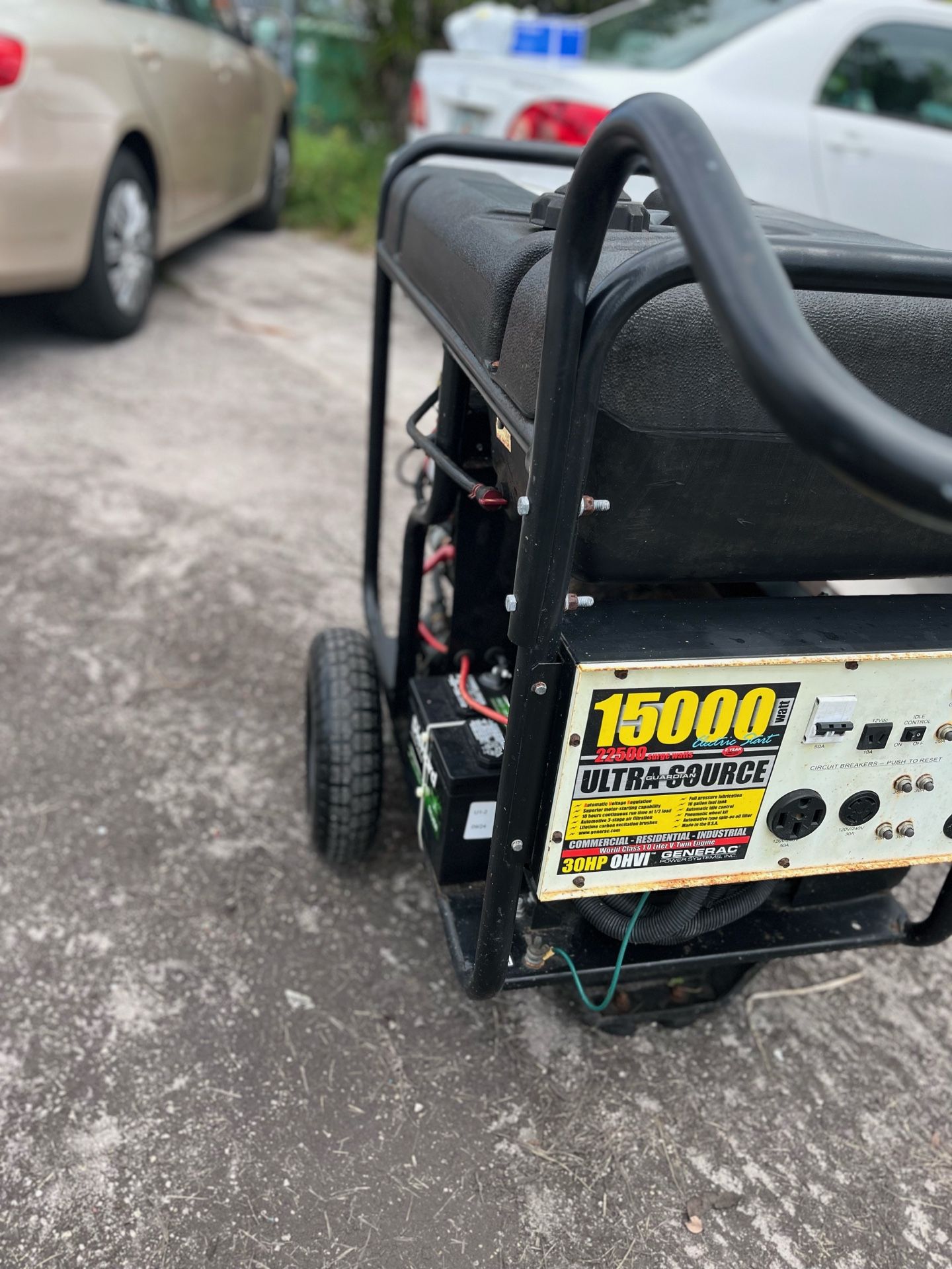 FOR SALE: GENERAC 15000W / 22500W GENERATOR – ELECTRIC START + 50A – PORTABLE – $1400 OBO (MIAMI)