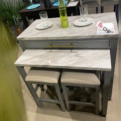 5 Pc Counter height dining table with 4 stools 