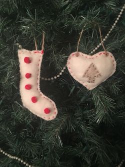 Hand sewn wool ornaments