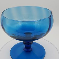 Gorgeous Vintage Empoli Optic Glass Compote/ Vase Made In Italy 