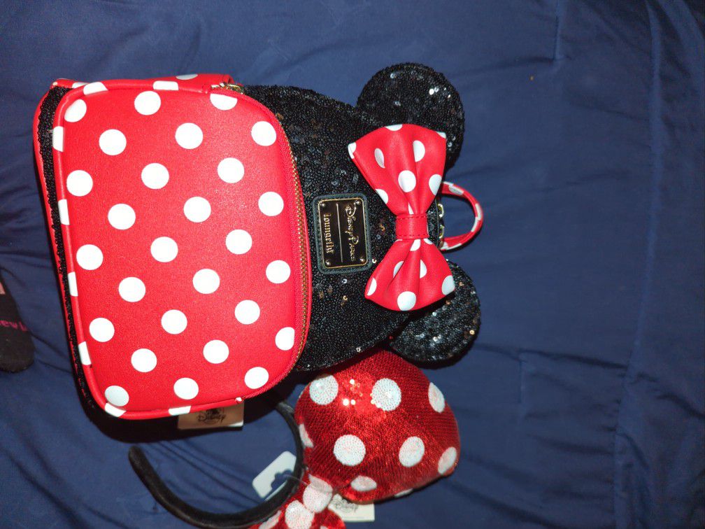 Minnie Mouse Disney Parks Polka Dot LOUNGEFLY Set
