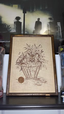 Vintage 1970s Wooden Framed Paragon Needle Craft “Found” Cat Framed Poster
