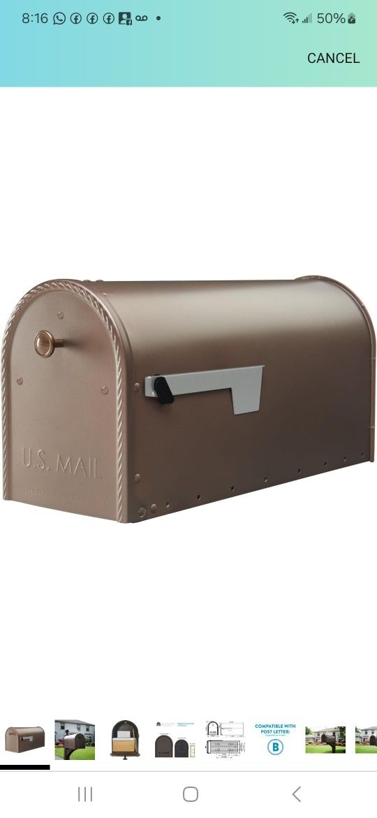 Architectural Mailboxes Edwardsâ„¢ Weather-Resistant Steel Metal Post Mounted Mail Box for Outside, Bronze, Large Curbside Mailbox, USPS Approved for Re