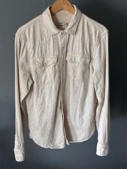 Flint & Tinder M (40) Bone Button Down Wheat/Cream Color Western Style