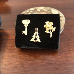 Avon Brooch 3 Piece Shiny Gold Tone Tac Pin Gift Set
