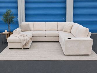 White Cream Sectional Couch Sofa