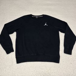 Jordan Men Black Logo Crewneck Pullover Sweatshirt 