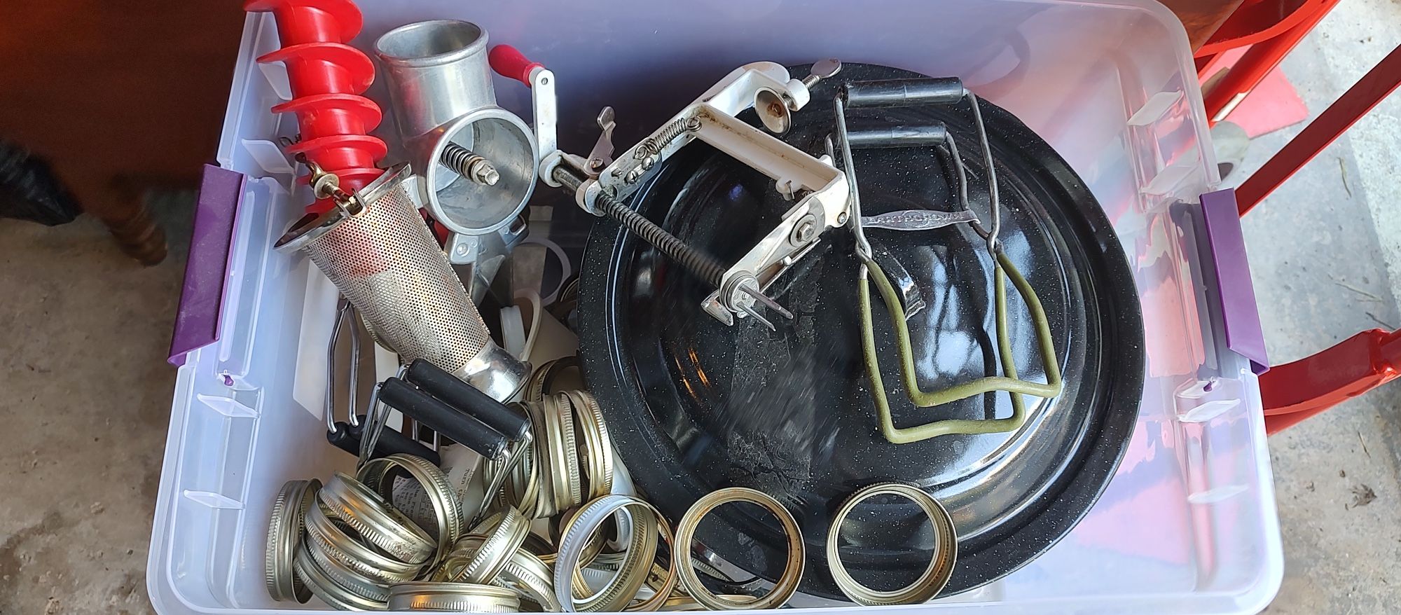 Lot Of Canning Items: Pot, Tools, Norpro Food Strainer /sauce Maker