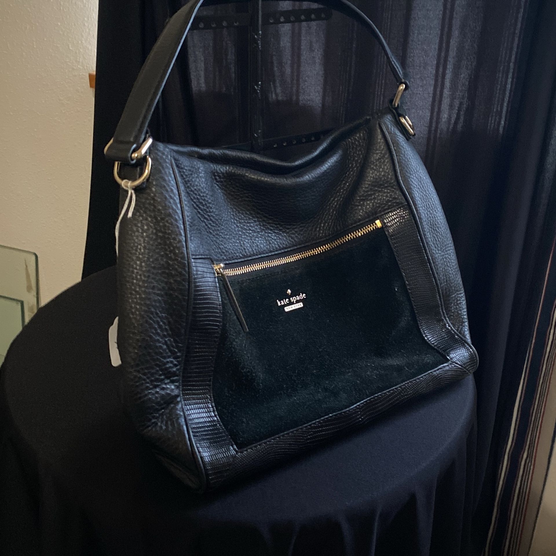 Kate Spade New Your Black Suede & Pebble Leather