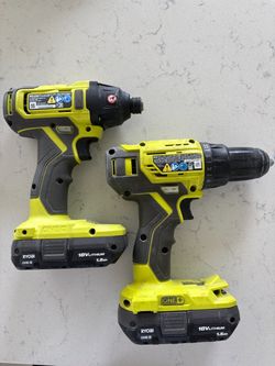 Impact driver and drill. RYOBI TWO BATTERIES
