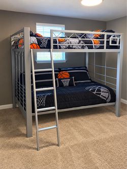 Silver Metal Twin Over Full Bunk Bed