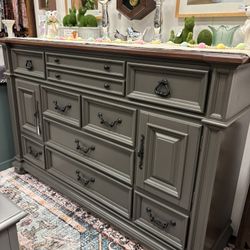 Newly Refinished Dark Gray 10 Drawer Dresser / Credenza 