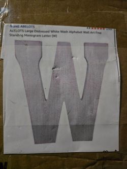 ABELOTS Large Distressed White Wash Monogram Letter W