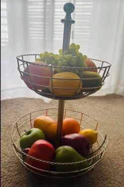Artificial Faux FRUITS Assorted Mixed Fake Fruit Realistic 13 Piece Lot / metal tiered fruit basket