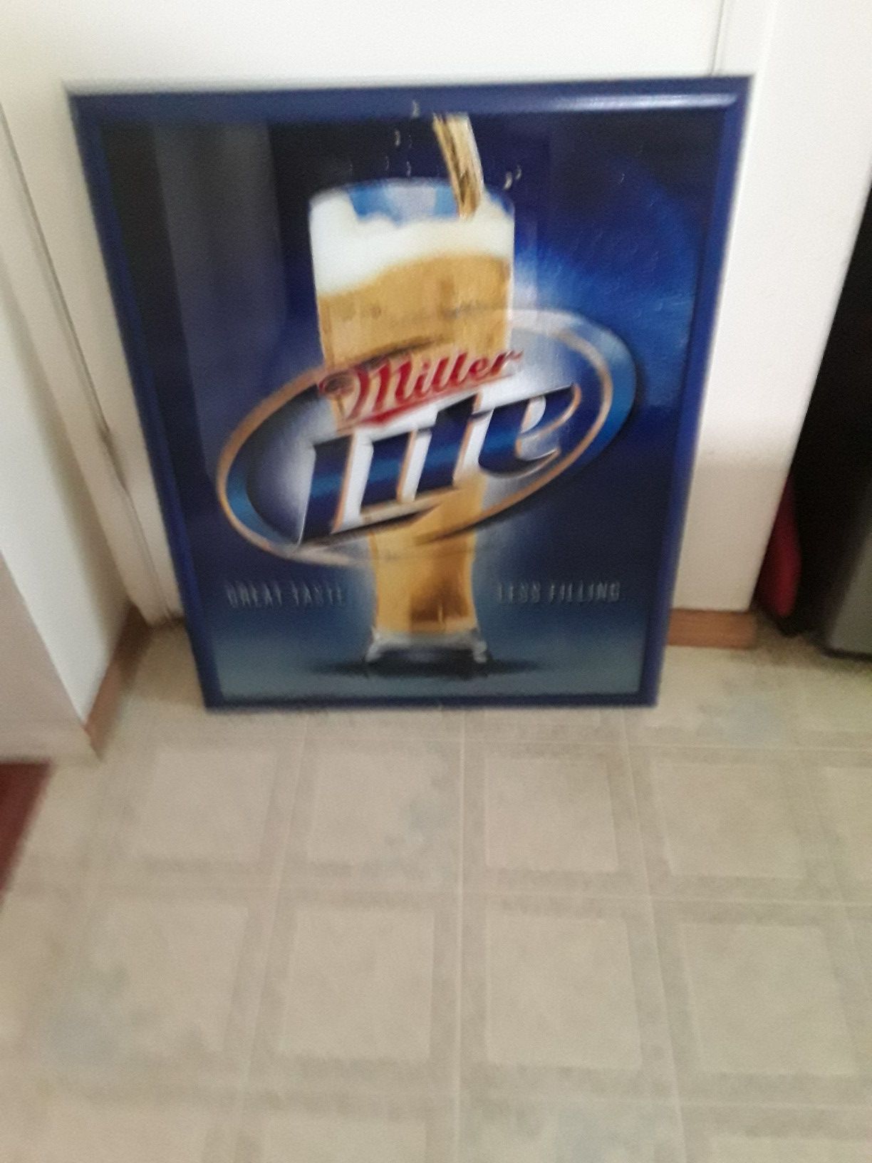 Miller lite Reflective Plaque glass enclosed