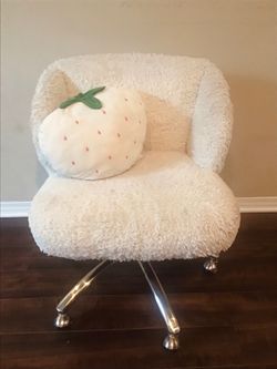 Fluffy White Rolling Chair for Sale!!!