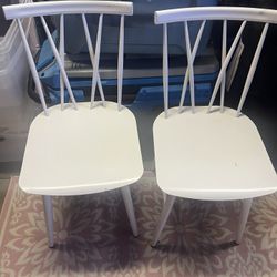 2 White Metal Chairs