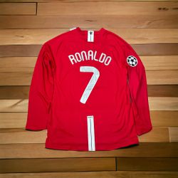 Manchester United Ronaldo #7 2008 UCL Final’s Retro Soccer Jersey Home Red Men