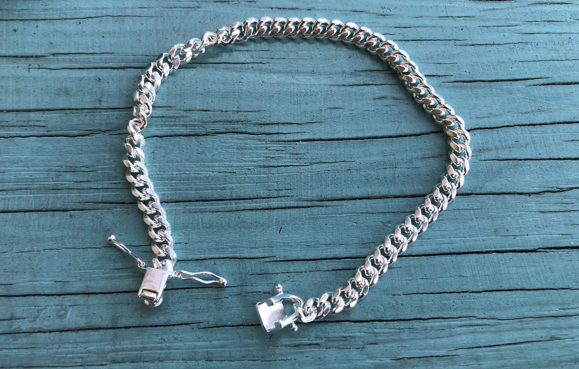 Nice NEW Sterling Silver .925 Cuban 8” Bracelet 5MM Made In Italy With Box Lock