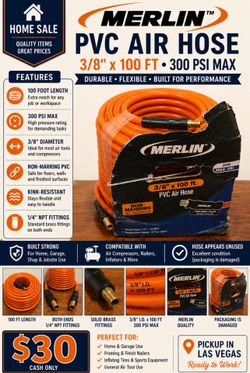 Merlin 3/8" x 100 FT PVC Air Hose