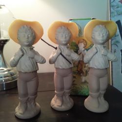 3 Vintage Avon Catch A Fish Cologne Bottles for $10.00🎣 Boy Fisherman 9" Figurines 1 Original Box