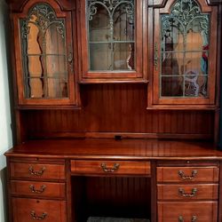 Aspen Home Luxury Full Desk with Hutch Adjustable Glass Shelves & Cast Iron Accents