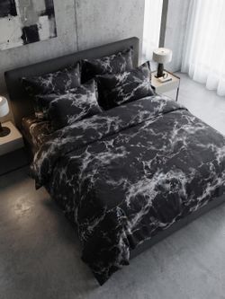 Smoky Black Duvet Set-Soft w/2 Pillowcases King