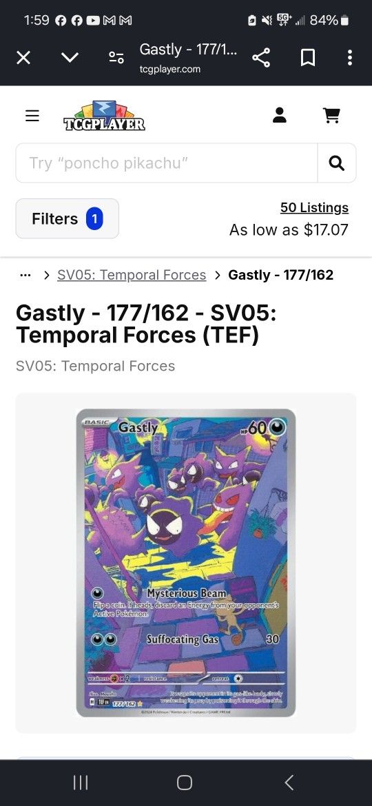 Gastly Pokemon Card Mint Condition