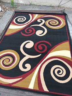 Black,Gold,Burgundy and Tan Area Rug