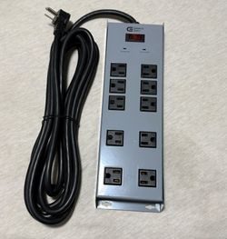 15 ft. 10-Outlet Metal Surge Protector, Gray