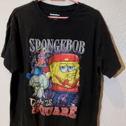 Nickelodeon Men’s Large, Spongebob Squarepants Black T-Shirt