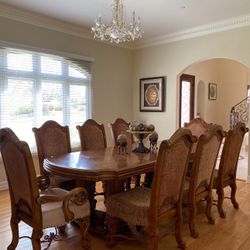 Dining Table Set With 8 Chairs & China Cabinet