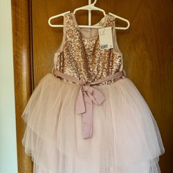 NEW* H&M Girl’s Sequined Tulle Dress, Size 5T, Light Pink.