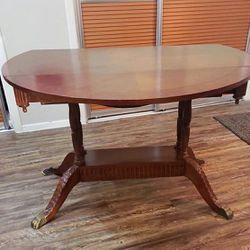 Solid Wood Drop Leaf  Table w/ 2 side Pullout Drawers 