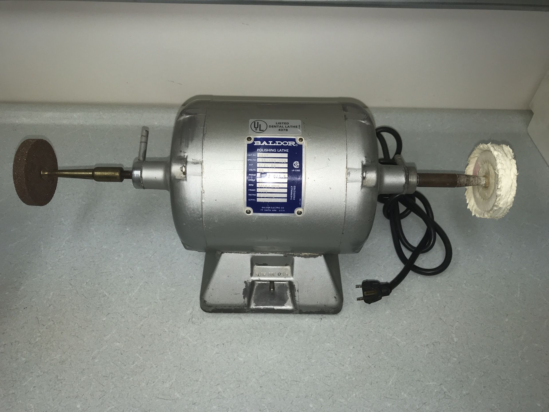 Baldor Dental Polishing Lathe with Accessories